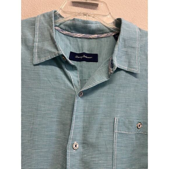 Tommy Bahama Linen Tencel Micro Gingham Button Down Shirt Size XXL Long Sleeve - Picture 9 of 12